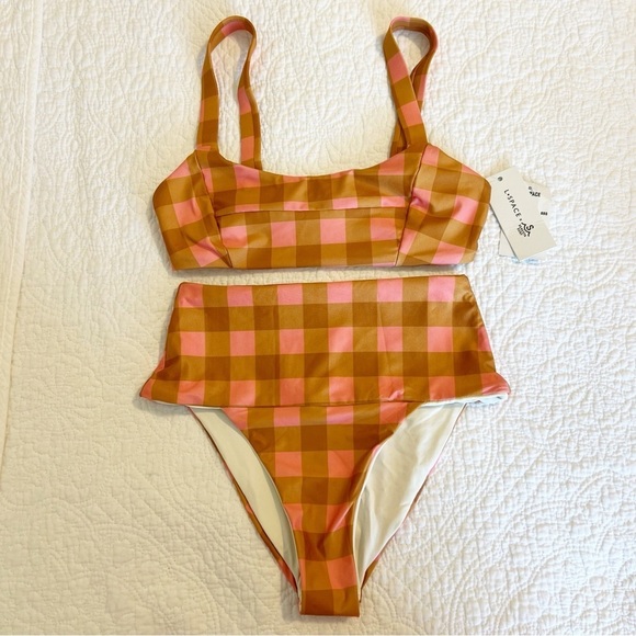 LSPACE X SEAESTA SEASIDE GINGHAM Jess Bikini Top & Bottom SET Plaid Size Small S - Picture 2 of 6